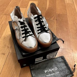 Brand NEW silver Pinko sneakers with box